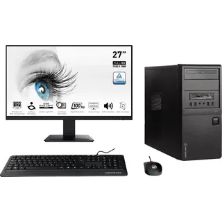 Ankermann Office komplett PC Büro, Intel Core i5-6400, 16GB RAM, 1TB SSD, Windows 11, WLAN, 27 Zoll Monitor, Maus & Tastatur, Libre Office