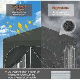 Woltu Faltpavillon 2 x 2 m inkl. 4 Seitenteile Grau