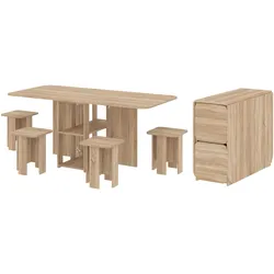 RODNIK Essgruppe Klapptisch-Hocker-Set 5 in 1, Tisch-Transformer, XL, kompakt, funktional, Hocker im Tisch verstaubar