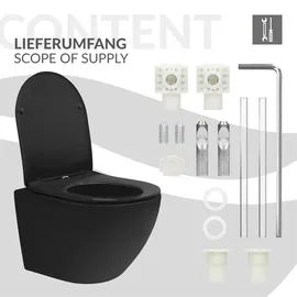 luxebath Wand-WC mit WC-Sitz Schwarz matt