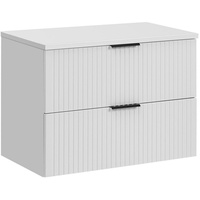 Lomadox Waschbeckenschrank ADELAIDE-56-WHITE Waschtischunterschrank 80 cm matt weiß gerillt, 80,6/59,2/46,5cm weiß 81 cm x 59 cm x 47 cm