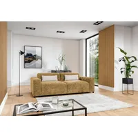 Fun Möbel Sofa Designersofa ROMY 2-Sitzer in Stoff Enjoy Me, Inkl. 2 Zierkissen gelb