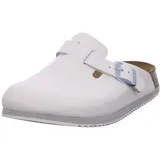 Birkenstock Boston Super Grip aus Naturleder - Herren und Damen Clogs Berufsschuh - Rutschhemmende Gummi-Eva-Sohle nach EN ISO 20347 - Anatomisch geformtes Kork-Latex-Fußbett - Weiß - Normal - 42 - 42 EU