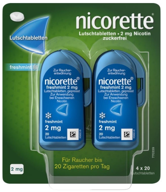 Nicorette freshmint 2 mg Lutschtabletten gepresst Kaugummi & Lutschtabletten