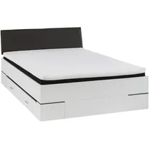 Pol-Power Stella Trading Lena Bett 140x200 cm mit Bettschubkasten, Weiß/Anthrazit – Gepolstertes Kopfteil – 140 x 200 cm