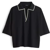 Opus T-Shirt mit Umlegekragen und V-Ausschnitt Modell SOFFICE Black, 38