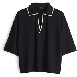 Opus T-Shirt mit Umlegekragen und V-Ausschnitt Modell SOFFICE Black, 38