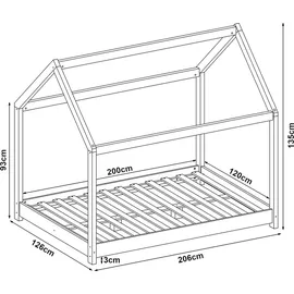 [en.casa] Kinderbett Cerro Hausbett 120 x 200 cm grau grau