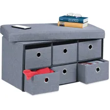 Relaxdays Truhenbank Grau 39 x 76 x 38 cm