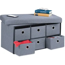 Relaxdays Truhenbank Grau 39 x 76 x 38 cm