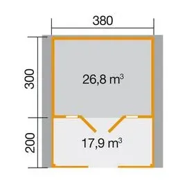 Weka Gartenhaus 137 B 3,80 x 5,00 m natur inkl. Vordach und Terasse