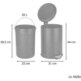 SVITA T20 Mülleimer Treteimer Abfalleimer 20 Liter inkl. Inneneimer rund Küchen-Hilfe Stahl Schwarz