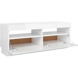 vidaXL TV-Schrank mit LED-Leuchten Hochglanz-Weiß 100x35x40 cm
