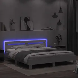 vidaXL Bettgestell mit Kopfteil und LED-Beleuchtung Weiß 160x200 cm