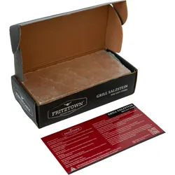 FRITZTOWN® Deluxe Grill Salzstein - 2er Set 20x10x2,5 cm - Feiner Geschmack durch Kristallsalz