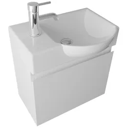 Alpenberger Keramik Waschbecken mit Unterschrank | Badezimmer Set Waschbeckenunterschrank | Vormontiert mit Soft-Close-Funktion | Gäste-WC Waschtisch