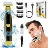 Full Body Washed Wet and Dry Shaver, Elektrischer Nass- und Trockenrasierer für Herren, Ganzkörper-Nass- und Trockenrasierer, Rasierapparat Herren mit 1/2/4/6 Mm Grenzkämmen für Ganzen Körper