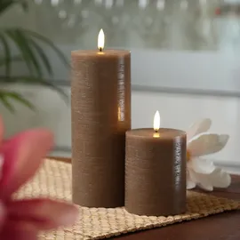 uYuni LED Kerze PIA Uyuni Rustik-Optik Echtwachs Timer H: 20cm bis 1000Std.