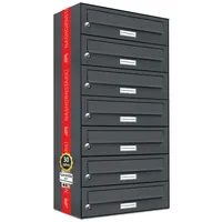 AL Briefkastensysteme 7er Premium Briefkasten Anthrazit inkl. Zeitungsfach