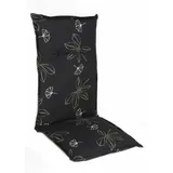 Universal Hochlehner Auflage Schwarz - Senegal - Garten Stuhl Polster Sitz Kissen Mit Blumen