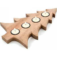 Kerzenständer Aus Holz Für 4 Kerzen, Mango, Adventsdekoration, 40 Cm