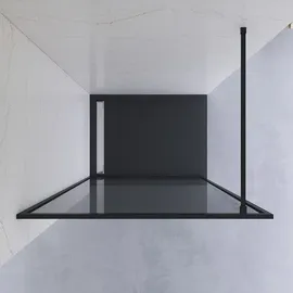 AQUABATOS Duschabtrennung Glas Walk in Dusche Duschwand Schwarz matt Duschtrennwand Glaswand 8 mm Einscheibensicherheitsglas mit Vollrahmen