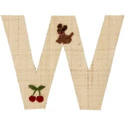 RICE Raffia Buchstaben Sticker, W, Kirsche und Hund