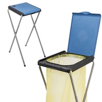 ONVAYA® Müllsackständer bis 120 Liter mit Deckel | Blau | Stabiler höhenverstellbarer Müllsackhalter aus Metall für den gelben Sack