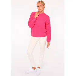 Strickpullover ZWILLINGSHERZ ""Stitching"", Damen, Gr. L/XL, pink, Strick, Obermaterial: 70% Polyacryl, 30% Wolle, modisch, bequem normal, Rundhals, Langarm Flachstrickbündchen, Pullover, mit kontrastfarbigen Nähten und Herz, mit Wollanteil