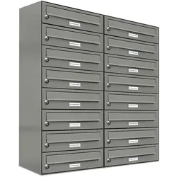 AL Briefkastensysteme 16 Fächer Premium Wand Briefkasten Anlage in RAL 9007 Aluminium Grau, Post A4, robust, wetterfest, Artikelnummer: 132P16EA2P9007