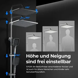 JOHO Edelstahl Duschsystem ohne Armatur, Regendusche Duschset mit Kopfbrause 30x30 cm (MPNR)