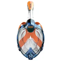 Seac Magica, Schnorchelmaske Vollgesichtsmaske Anti-Beschlag System mit einem weichen Maskenkörper, Dry Top Schnorchel mit Auslassventil, blau/orange, XS/S