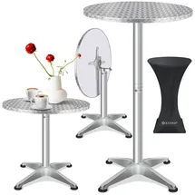 Kesser KESSER® 2in1 Stehtisch klappbar Bistrotisch Aluminium Edelstahlplatte höhenverstellbar 70cm / 115cm Partytisch Tisch In- & Outdoor Hochzeit Empfangstisch Klapptisch inklusive Regencover