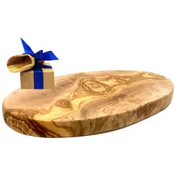 Frühstücksbrett OLIVENHOLZ-ERLEBEN "Brett oval, aus Olivenholz 24 cm", braun, B:15cm H:1,5cm L:25cm, Hartholz, Schneidebretter, platzsparende Form ist ideal für Frühstück, Snacks oder Servieren
