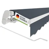 empasa manuelle Gelenkarmmarkise Markise 'Start' Sonnenmarkise Sonnenschutz mit weißem Aluminium Rahmen, komplett vormontiert, Farbe:anthrazit, Größe:3 x 2.5 m
