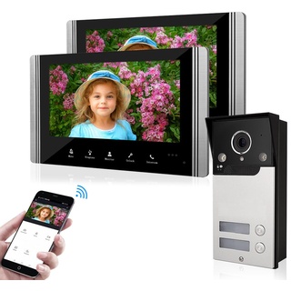 FTes RFKits WLAN Wireless Video Türsprechanlage,1080P Außenkamera,7 Zoll Touchscreen Wireless Monitor,PIR Bewegungserkennung,Nachtsicht,Tuya APP Steuerung (2 Familienhaus)