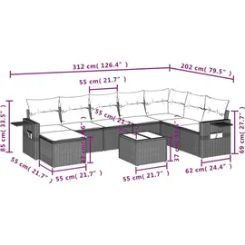 vidaXL Gartensofa-Set 9-tlg. braun