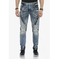 Straight-Jeans CIPO & BAXX Gr. 38, Länge 34, blau Herren Jeans Straight Fit im lässigen Biker-Look