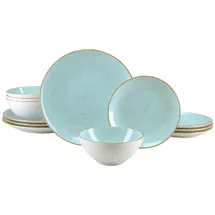CreaTable Vintage Nature Tafelservice 12-tlg. Aqua/Weiß/Hellblau