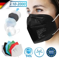 Virshields® FFP2 Mundschutz Maske - PFE 94%, EN 149:2001+A1:2009, 5 Lagen, 10-2000 Stück, Filtrierend,  EU, Farbwahl - Halbmaske, Atemschutzmaske...