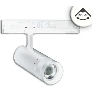 ISOLED 3-Phasen Schienen-Strahler fokussierbar, 24W, 20°-55°, weiß matt, 4000K, DALI dimmbar