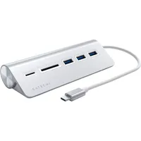 Satechi Type-C Aluminium USB Hub & Card Reader Silber