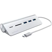 Satechi Type-C Aluminium USB Hub & Card Reader Silber
