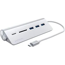 Satechi Type-C Aluminium USB Hub & Card Reader Silber