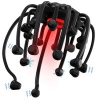 Kopfmassage Spinne Elektrisch mit Rotes Licht, Tragbar Bluetooth TMS Kopfmassagegerät mit 20 Vibrationskontakte und 5 Modi für Kopfschmerzen Linderung Tiefschlaf und Haarwachstum