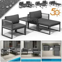 MuCoLa - Sitzgruppe Aluminium Balkonset Lounge wetterfest Anthrazit Gartenliege