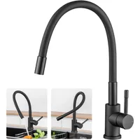 CECIPA Küchenarmatur Flexibel 360° Drehbar, Spülarmaturen Küche Hochdruck, Schwarze Küchenarmaturen, Küchenwasserhahn Edelstahl, Armatur Küche für Spüle, Mischbatterie Einhebel - SOFETIY SERIE