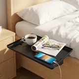Goshoppers 2 Stück Betttablett ABS Sofatablett Tablett Bett Organizer Bettablage zum Einhängen 32cm*23.3cm*5.3cm Bett Tisch Schwebender Schreibtischablage für Hochbett Nachttischregal Sessel (Weiß)