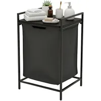 Relaxdays Wäschesammler mit Ablage, ausziehbar, HBT: 72 x 50 x 33 cm, tragbare Wäschebox, 65 Liter Innensack, schwarz