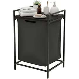 Relaxdays Wäschesammler mit Ablage, ausziehbar, HBT: 72 x 50 x 33 cm, tragbare Wäschebox, 65 Liter Innensack, schwarz